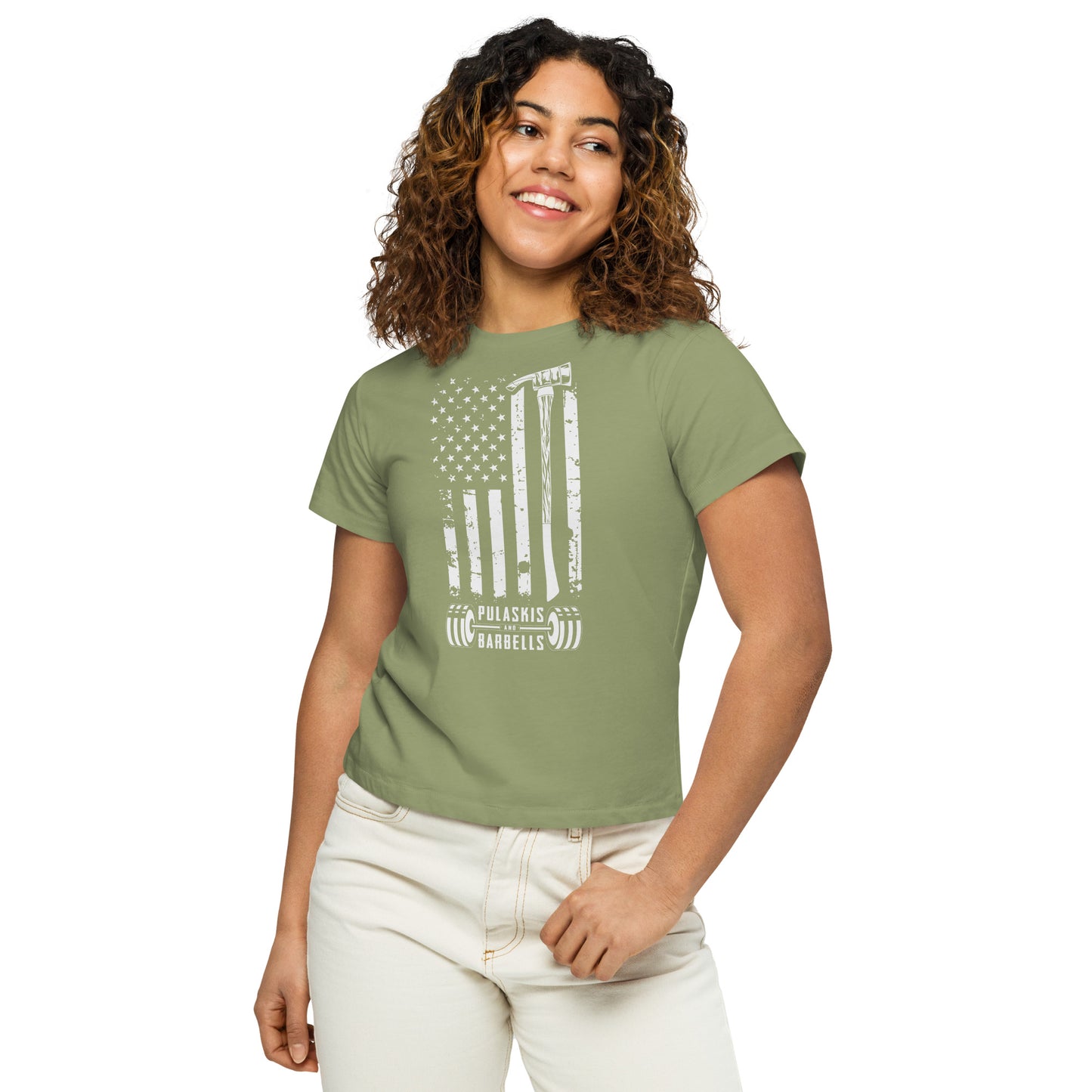 Women’s high-waisted t-shirt Flag