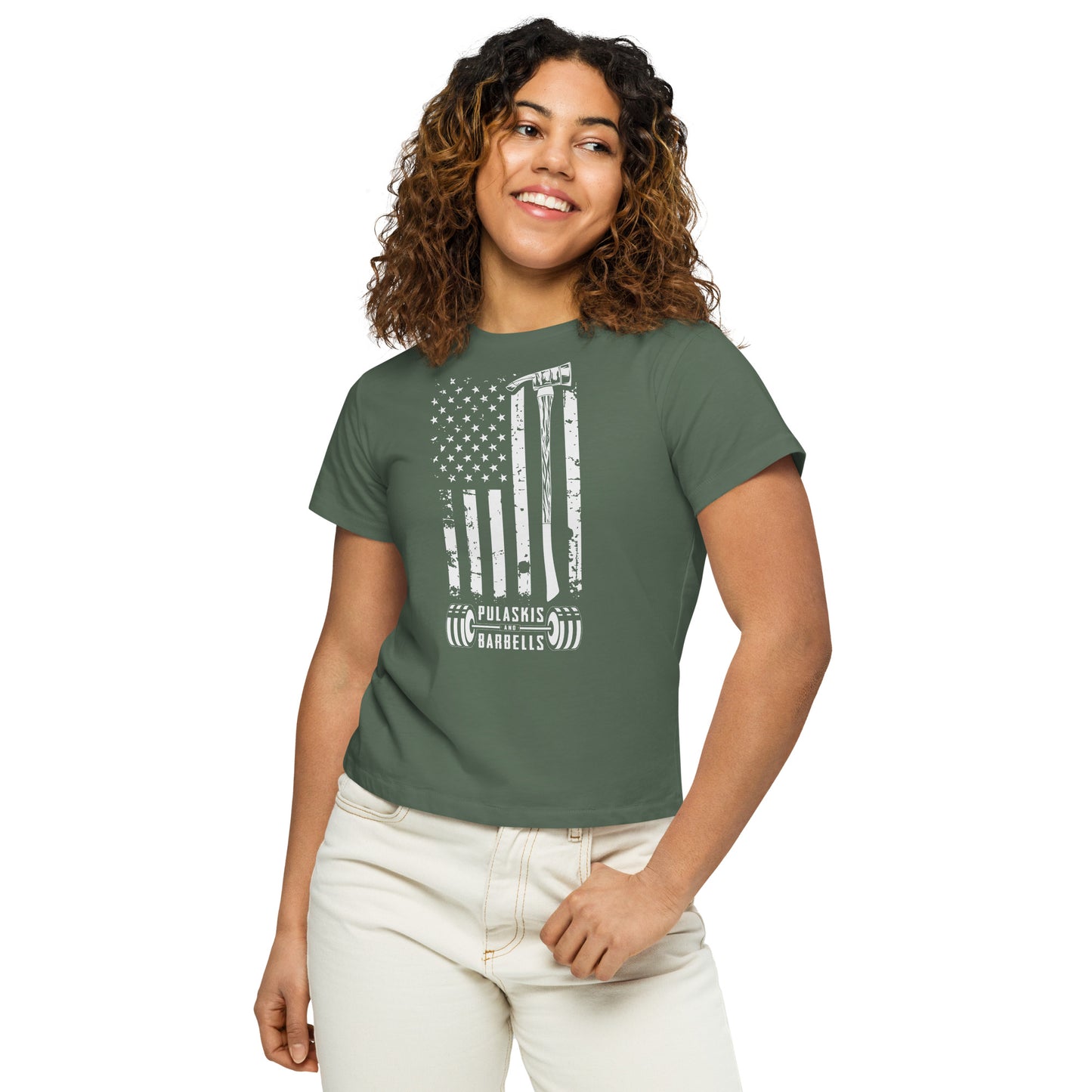 Women’s high-waisted t-shirt Flag