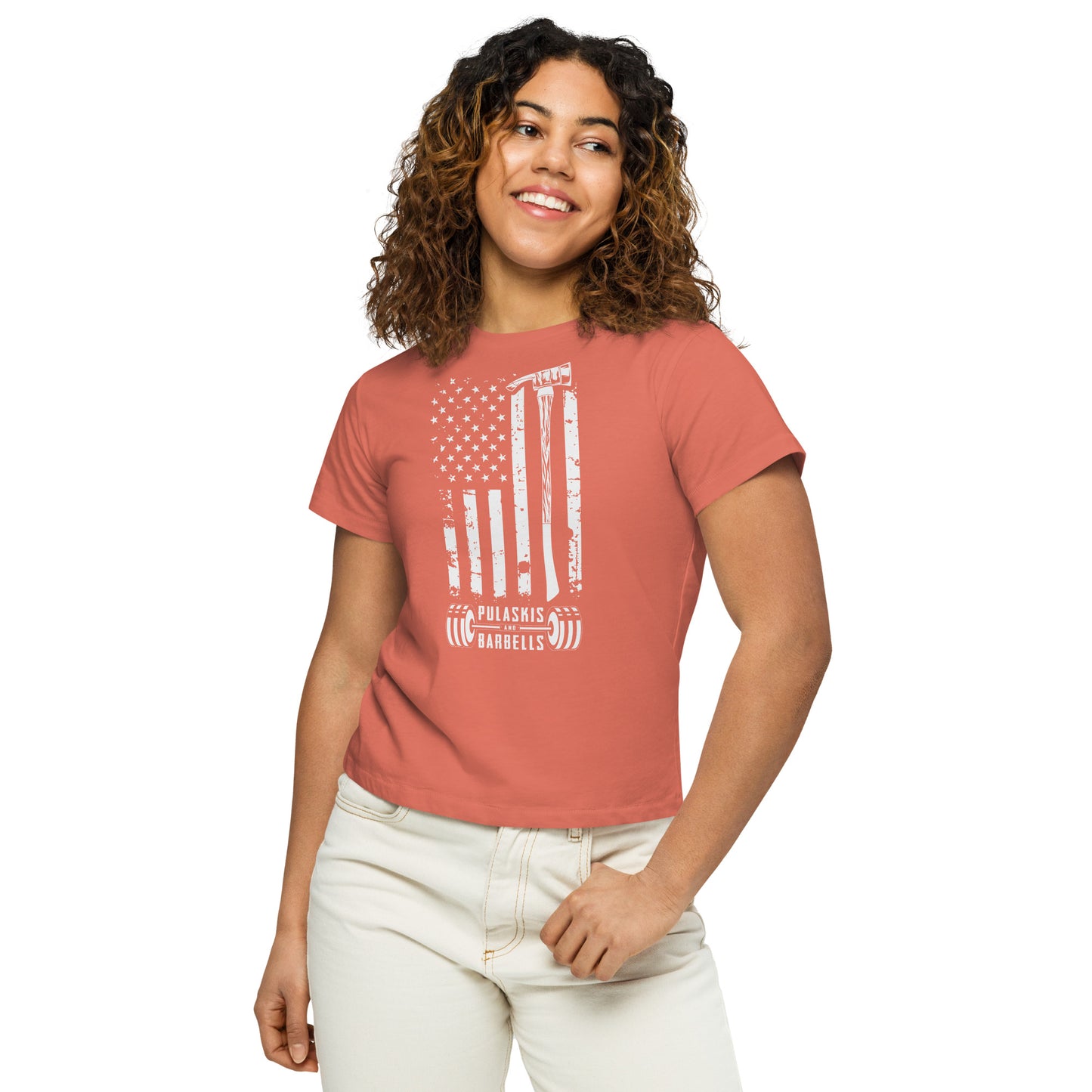 Women’s high-waisted t-shirt Flag