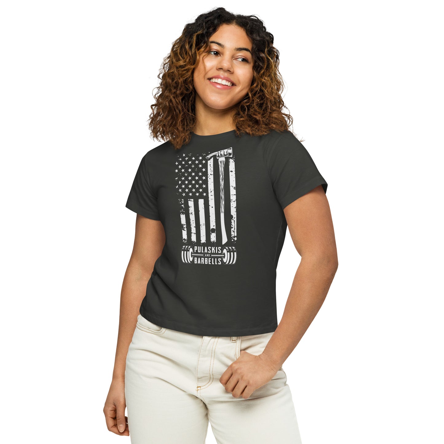 Women’s high-waisted t-shirt Flag